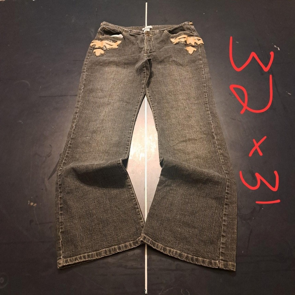 Request Men's Black and Brown Jeans